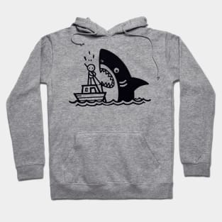 Stick Figure of a Shark in Black Ink Hoodie